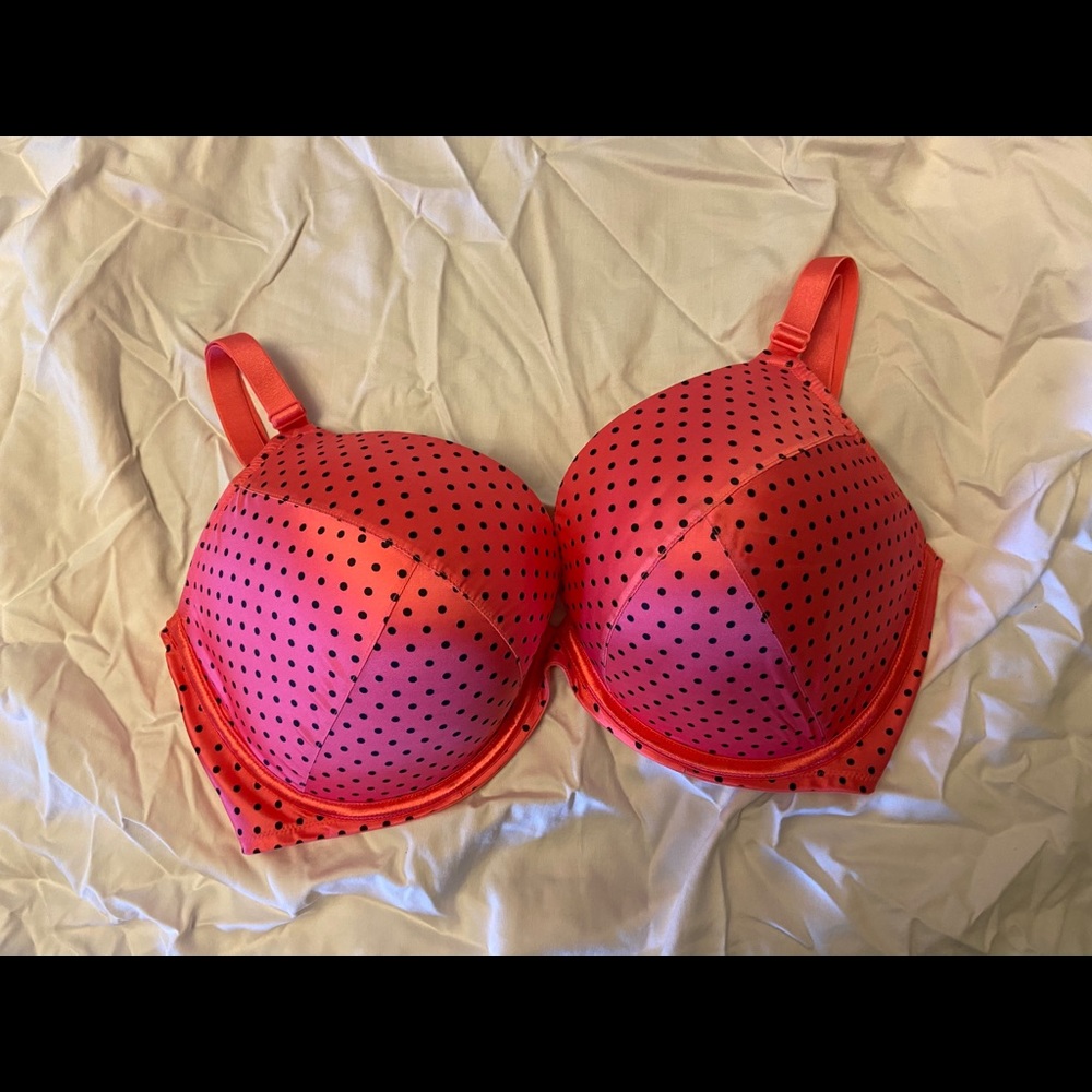 Cacique Push-up Bra 40G Hot Pink with Black Dots